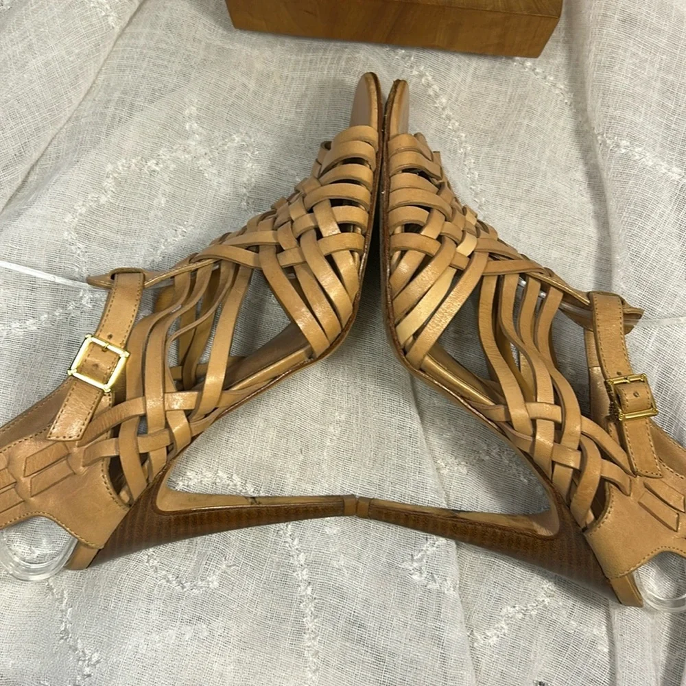 Tory Burch woven leather heels with leather sole